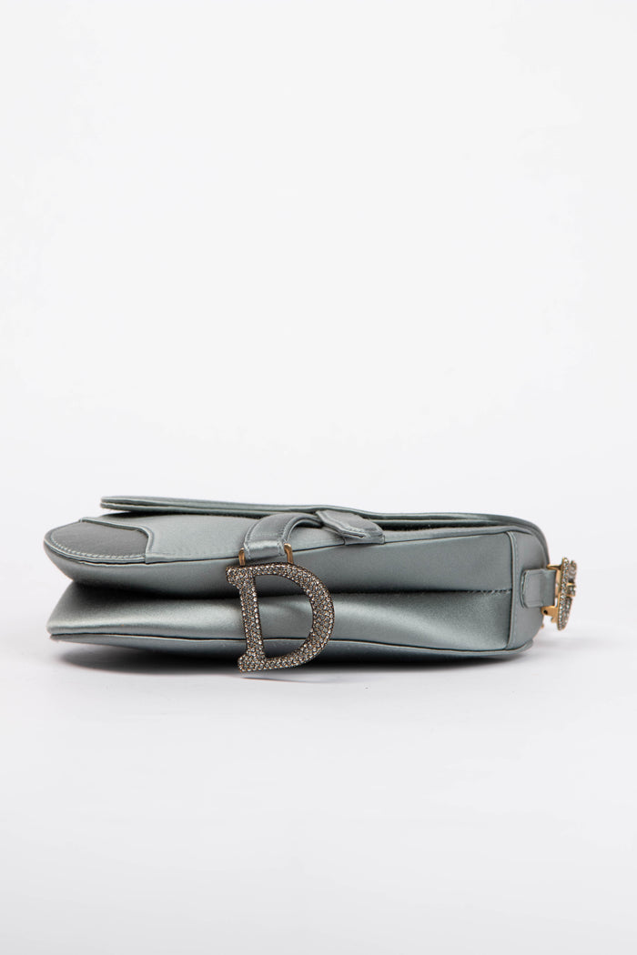 RARE Christian Dior Satin Embellished Mini Saddle Bag
