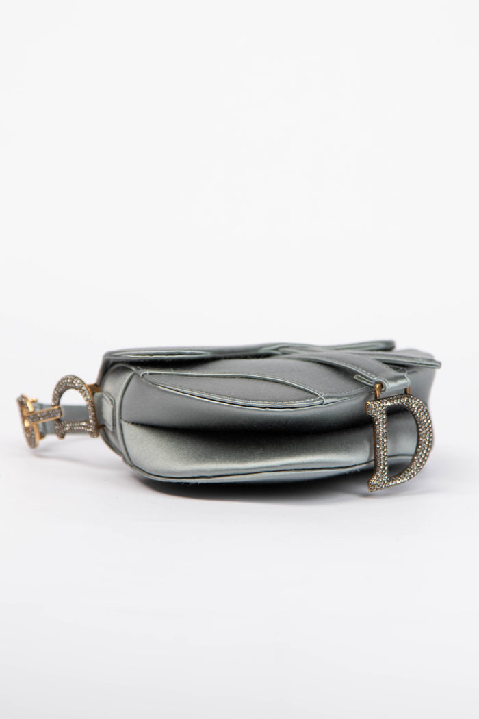 RARE Christian Dior Satin Embellished Mini Saddle Bag