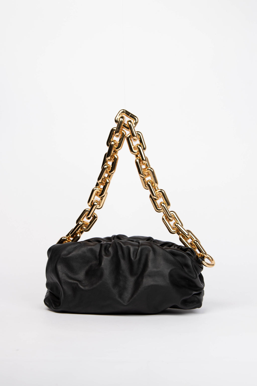 Bottega Veneta Black Lambskin Leather Chain Shoulder Bag
