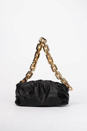 Bottega Veneta Black Lambskin Leather Chain Shoulder Bag