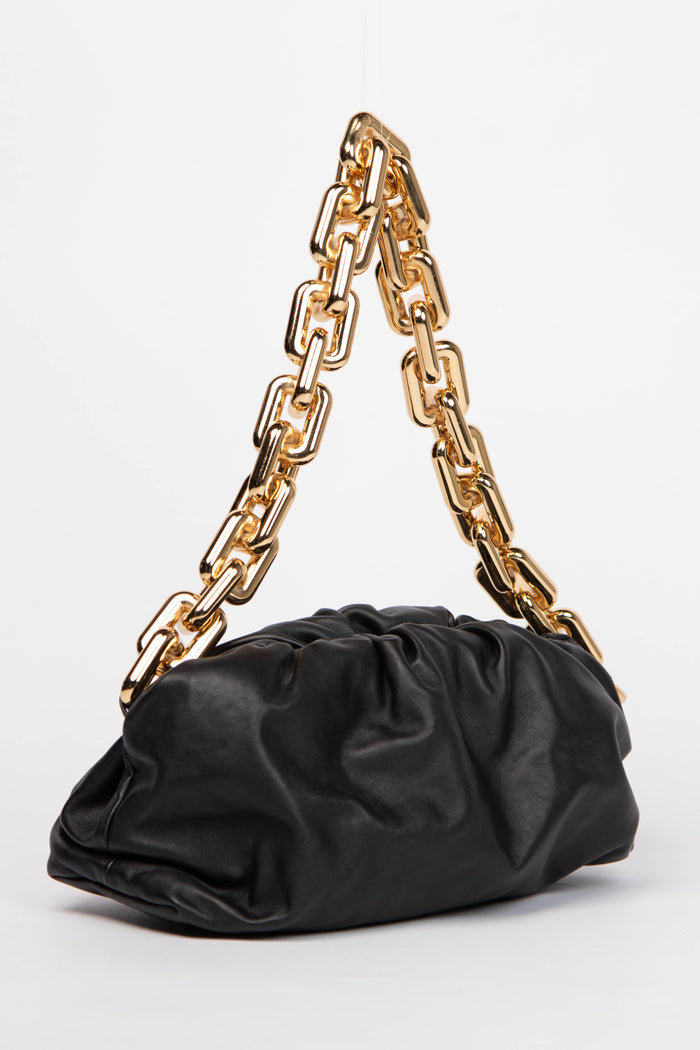 Bottega Veneta Black Lambskin Leather Chain Shoulder Bag