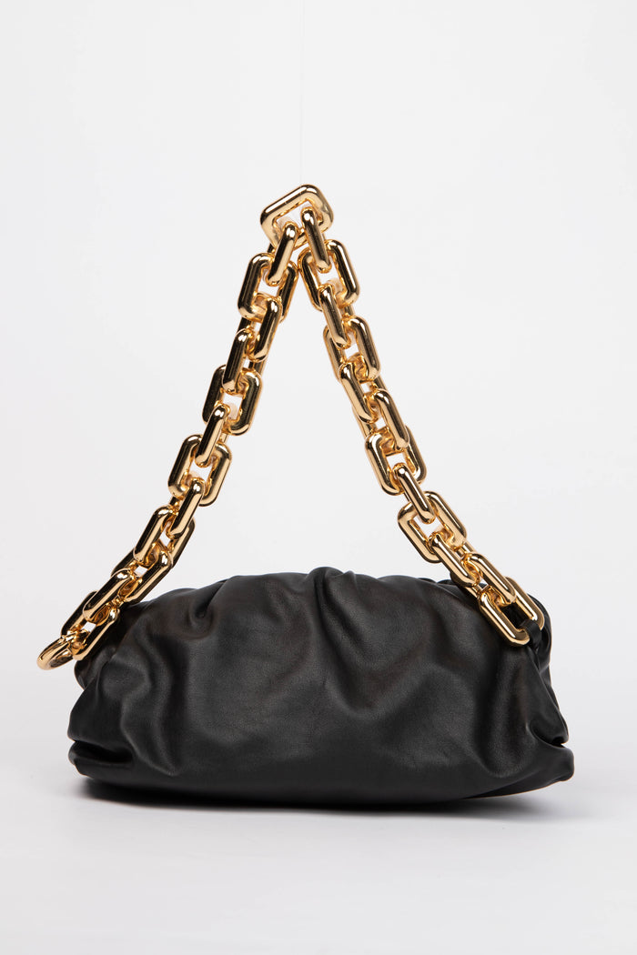 Bottega Veneta Black Lambskin Leather Chain Shoulder Bag