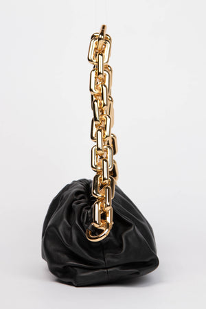 Bottega Veneta Black Lambskin Leather Chain Shoulder Bag