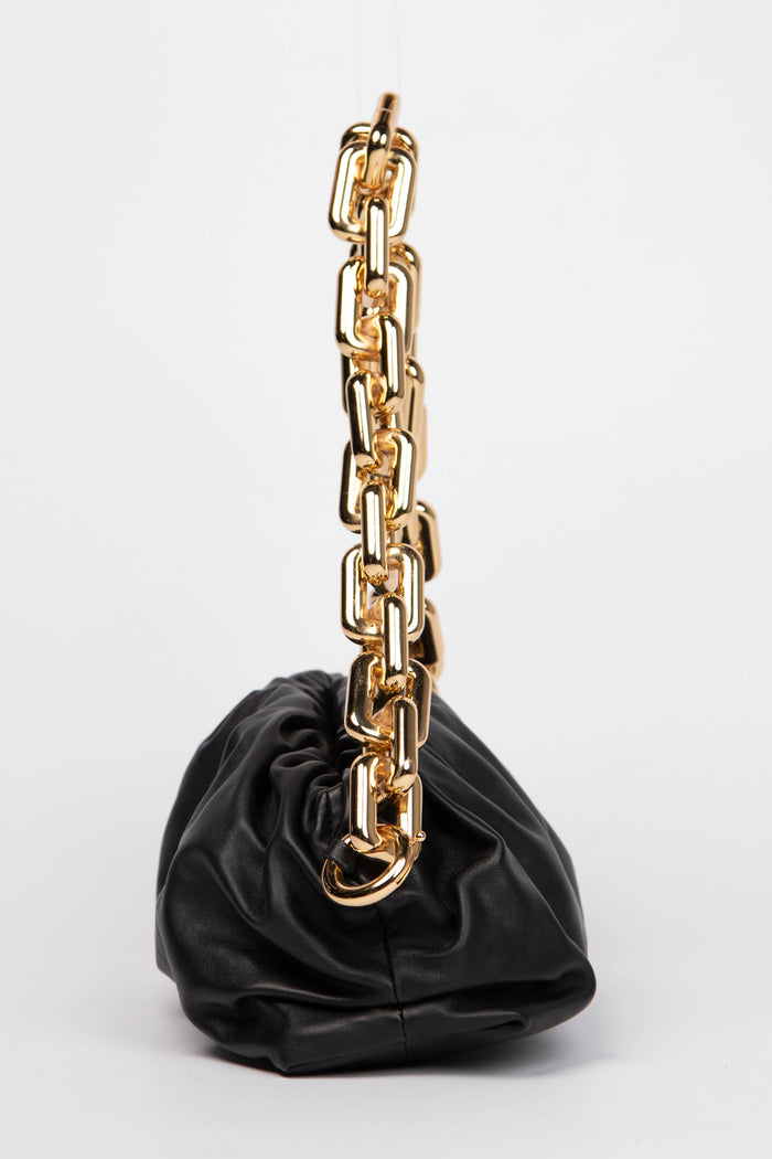 Bottega Veneta Black Lambskin Leather Chain Shoulder Bag