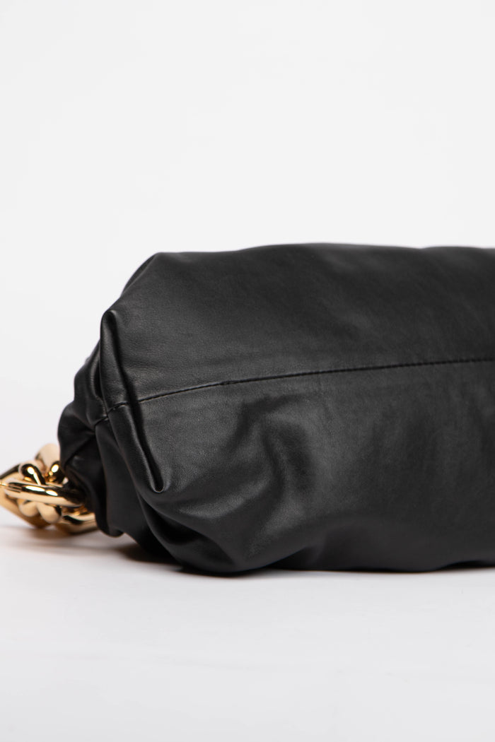 Bottega Veneta Black Lambskin Leather Chain Shoulder Bag