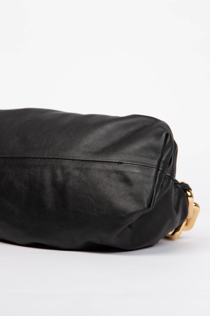 Bottega Veneta Black Lambskin Leather Chain Shoulder Bag