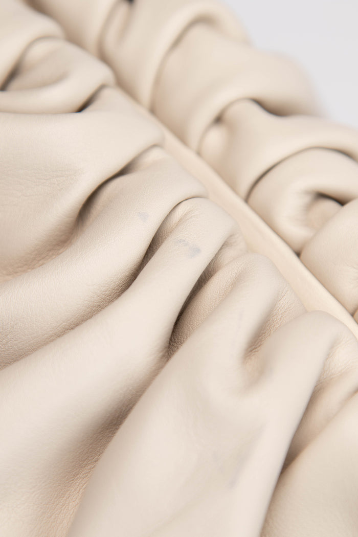 Bottega Veneta Cream Lambskin Leather Pouch Clutch Bag