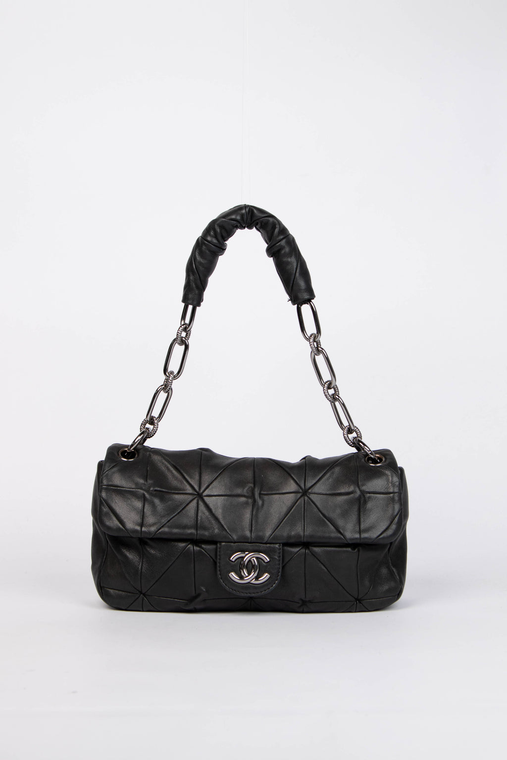 2000s Chanel Black Lambskin Leather Urban Day Shoulder Bag