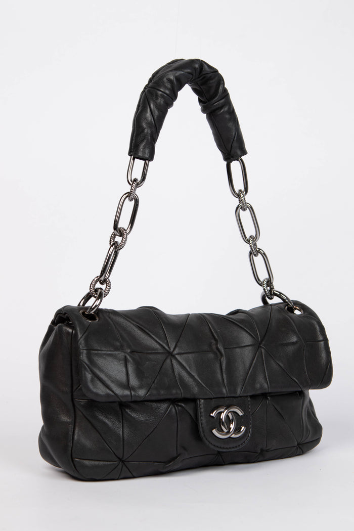 2000s Chanel Black Lambskin Leather Urban Day Shoulder Bag