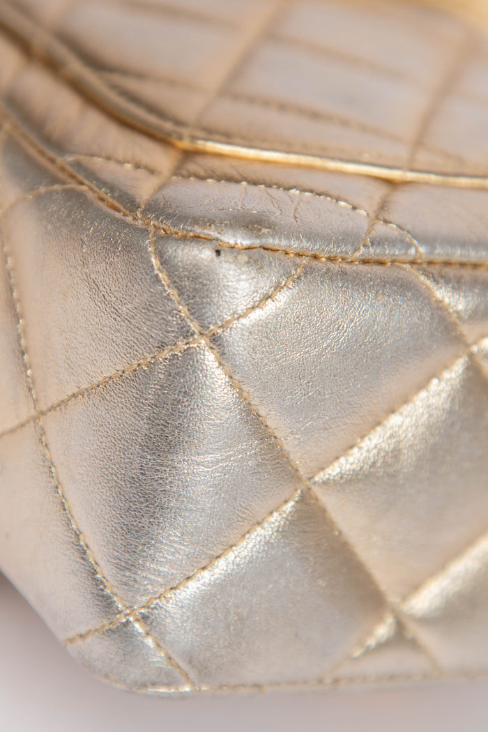 90s Chanel Metallic Lambskin Top Handle Mini Flap Bag