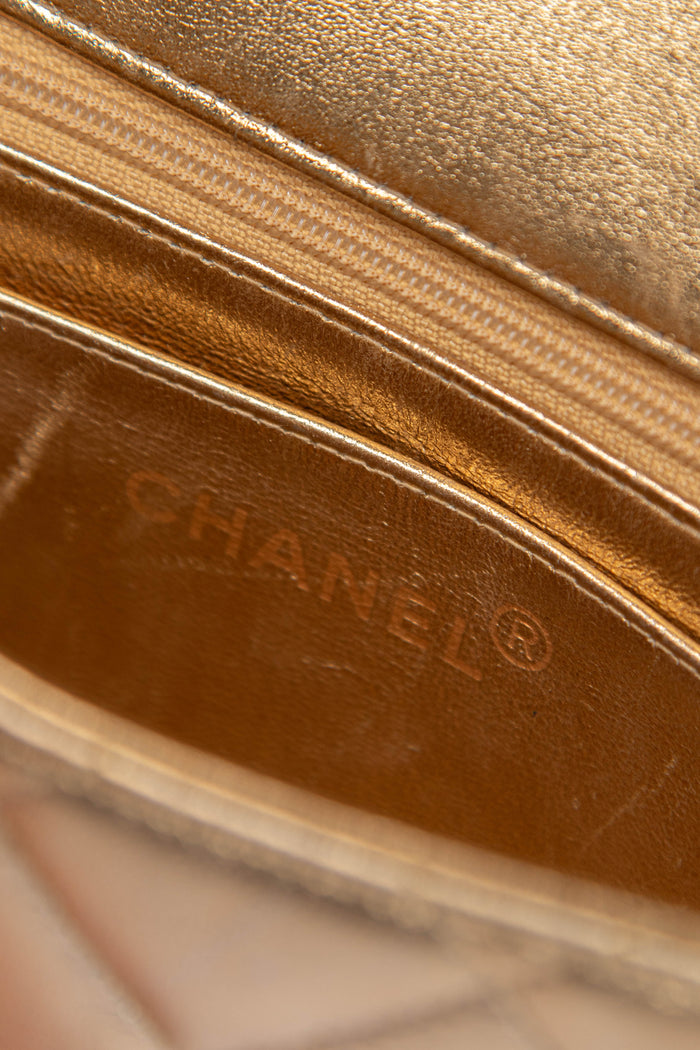90s Chanel Metallic Lambskin Top Handle Mini Flap Bag