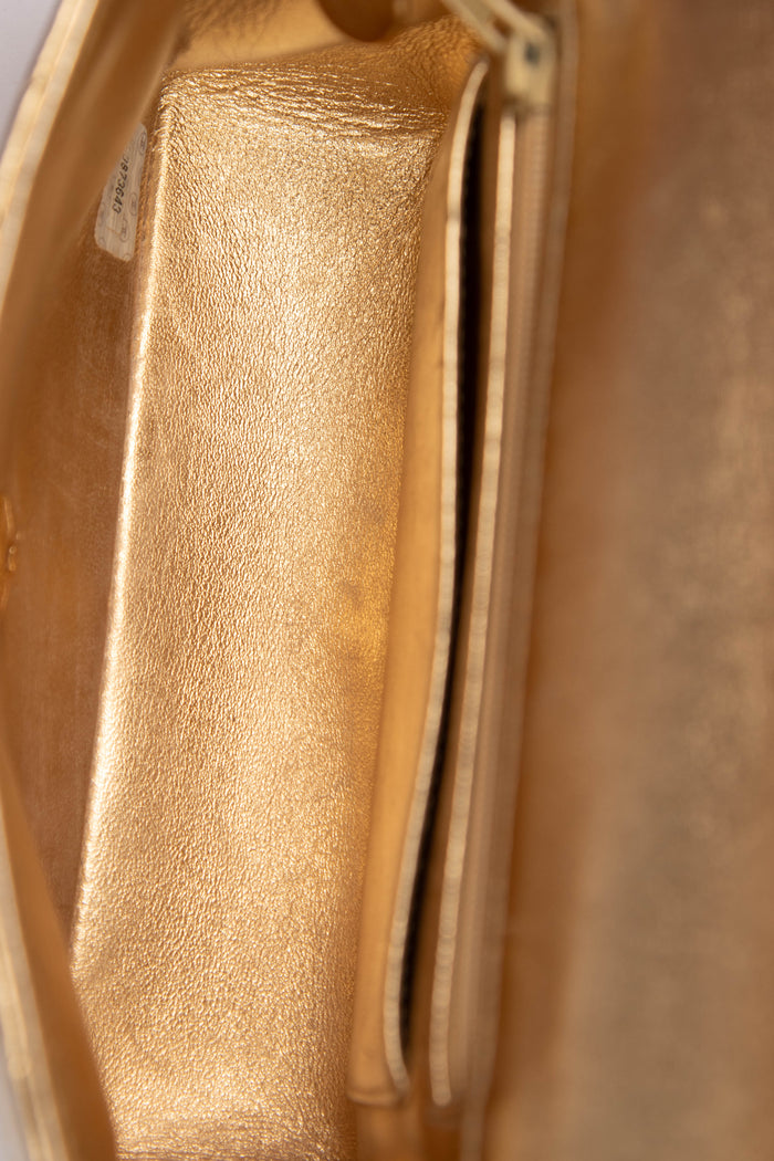 90s Chanel Metallic Lambskin Top Handle Mini Flap Bag