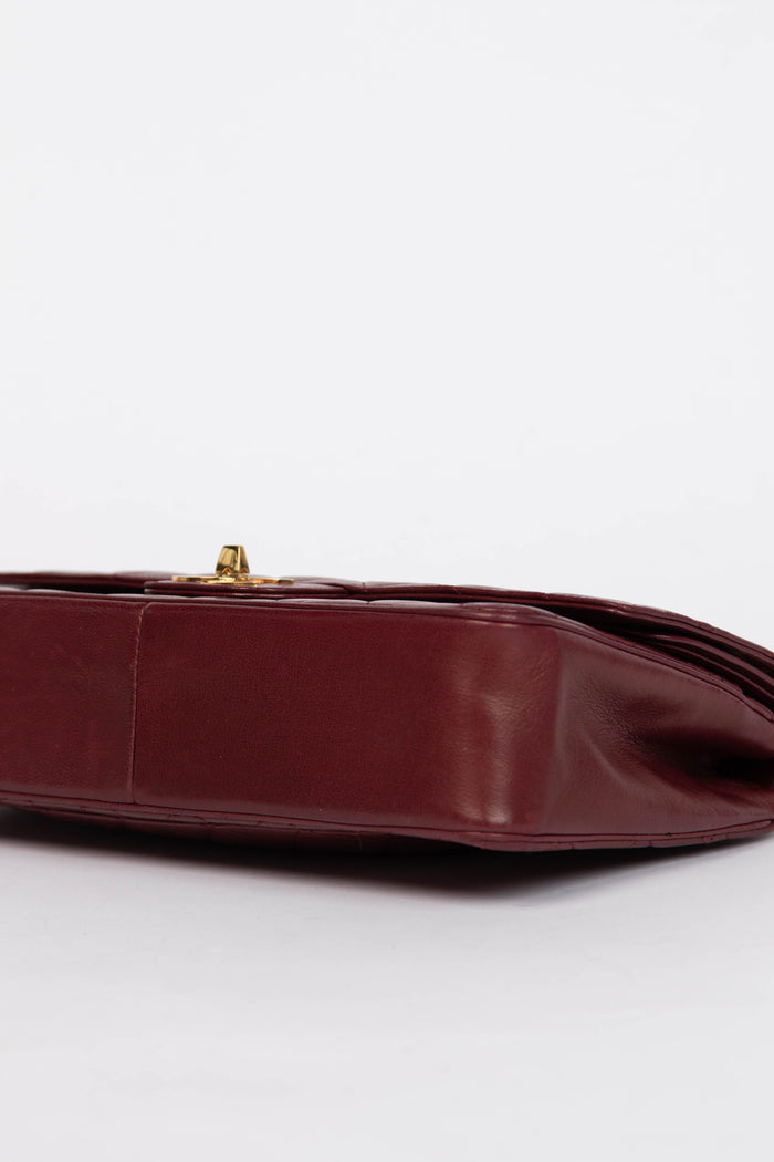 Vintage Chanel Burgundy Lambskin Medium Double Flap Bag with 24k GHW