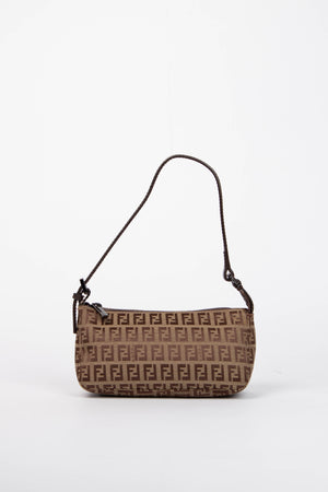 Vintage Fendi Brown Zucca Shoulder Bag