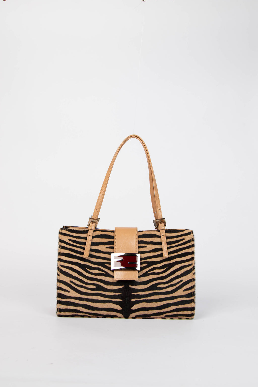Vintage Fendi Pony Hair Tiger Print Small Shoulder Bag