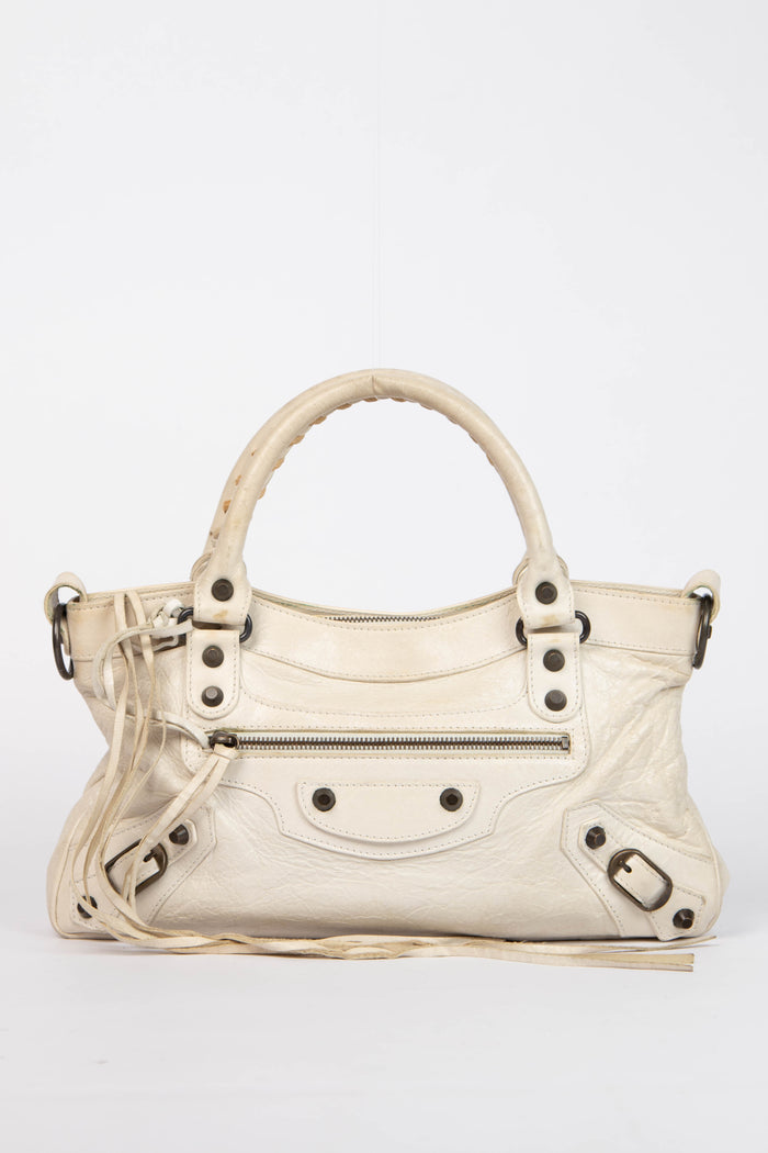 2000s Balenciaga Cream Leather First City Shoulder Bag