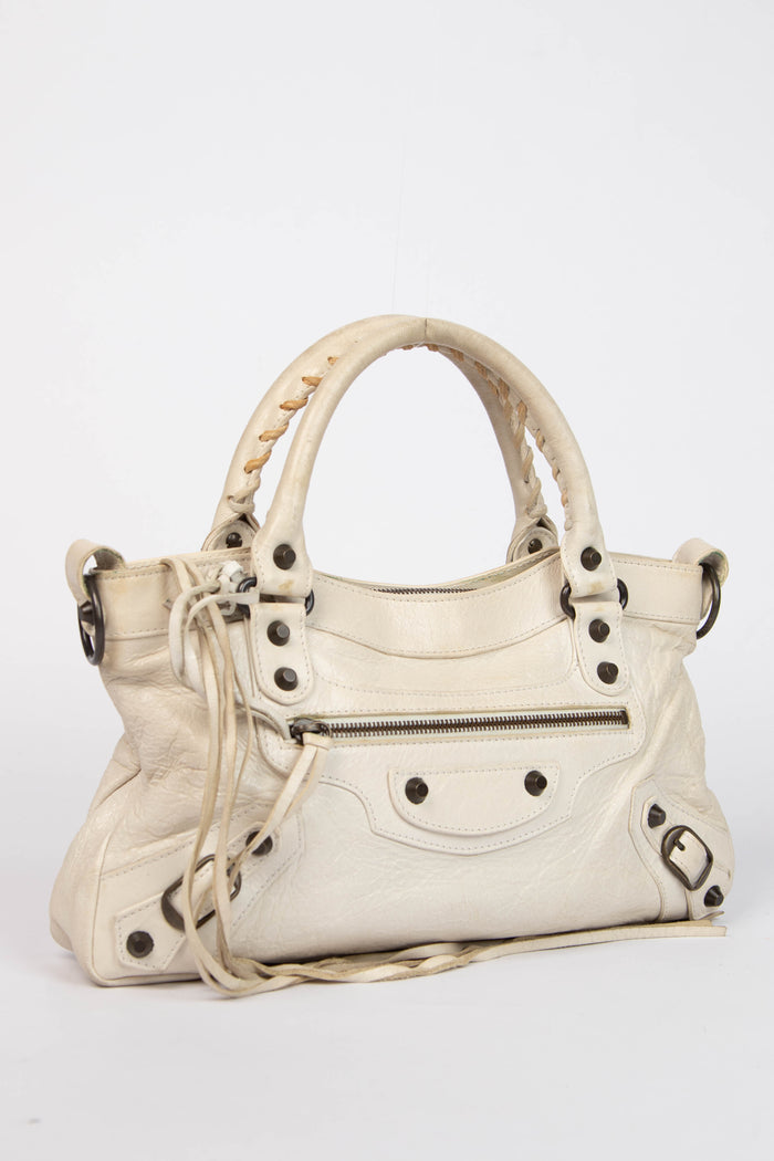 2000s Balenciaga Cream Leather First City Shoulder Bag