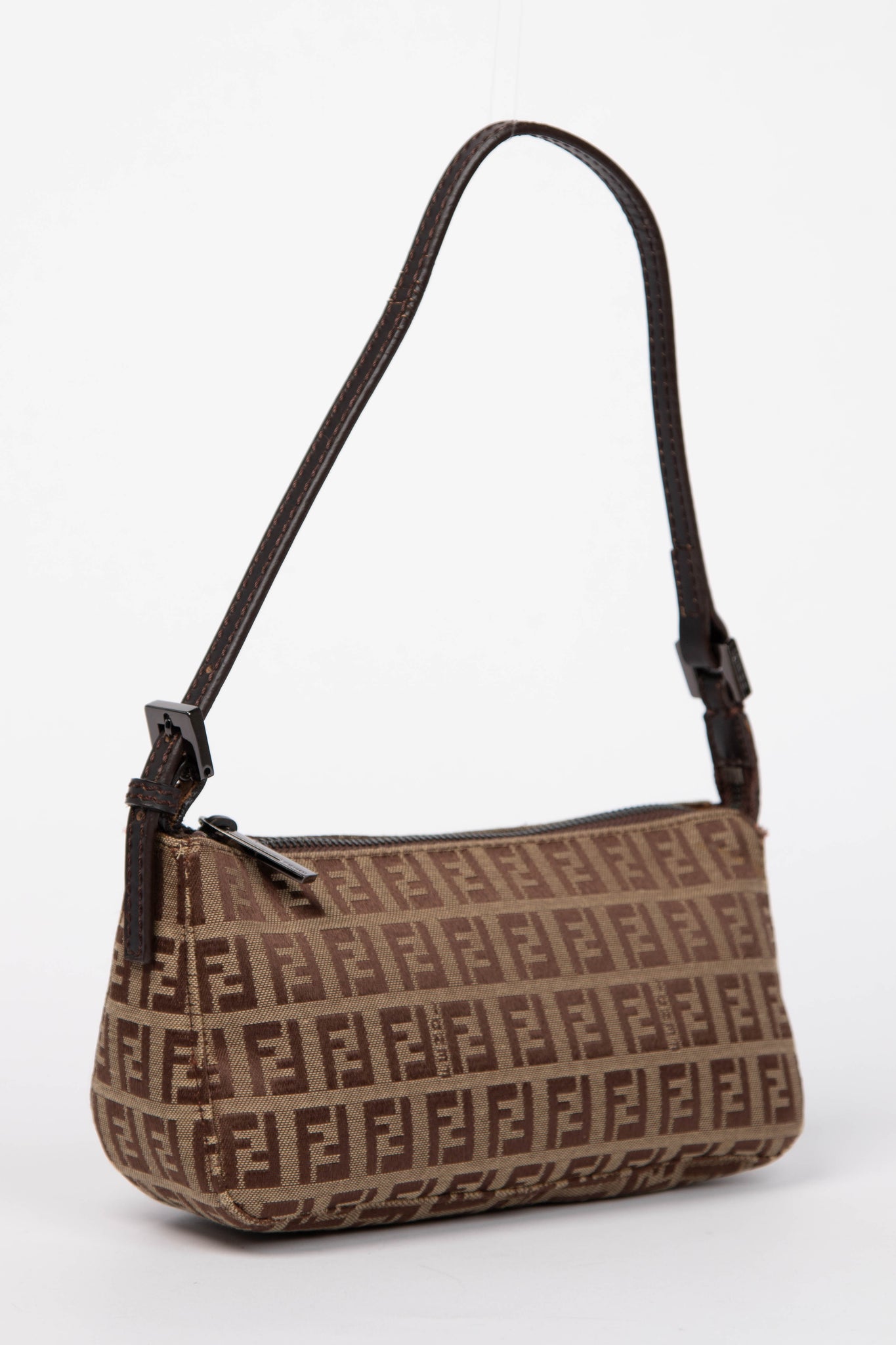 Vintage Fendi Brown Zucca Shoulder Bag