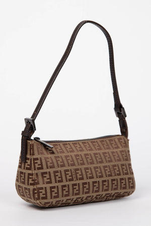 Vintage Fendi Brown Zucca Shoulder Bag