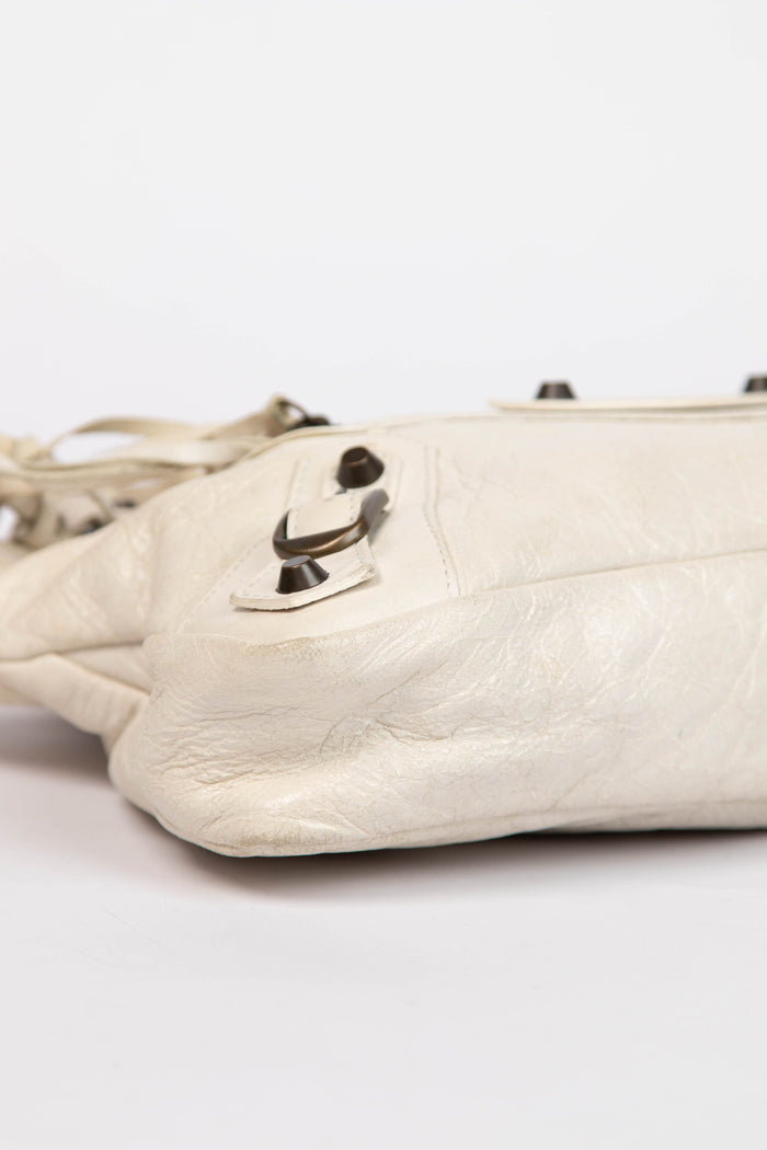 2000s Balenciaga Cream Leather First City Shoulder Bag