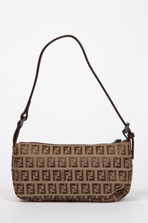 Vintage Fendi Brown Zucca Shoulder Bag