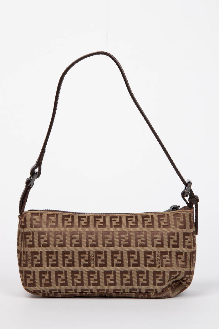 Vintage Fendi Brown Zucca Shoulder Bag