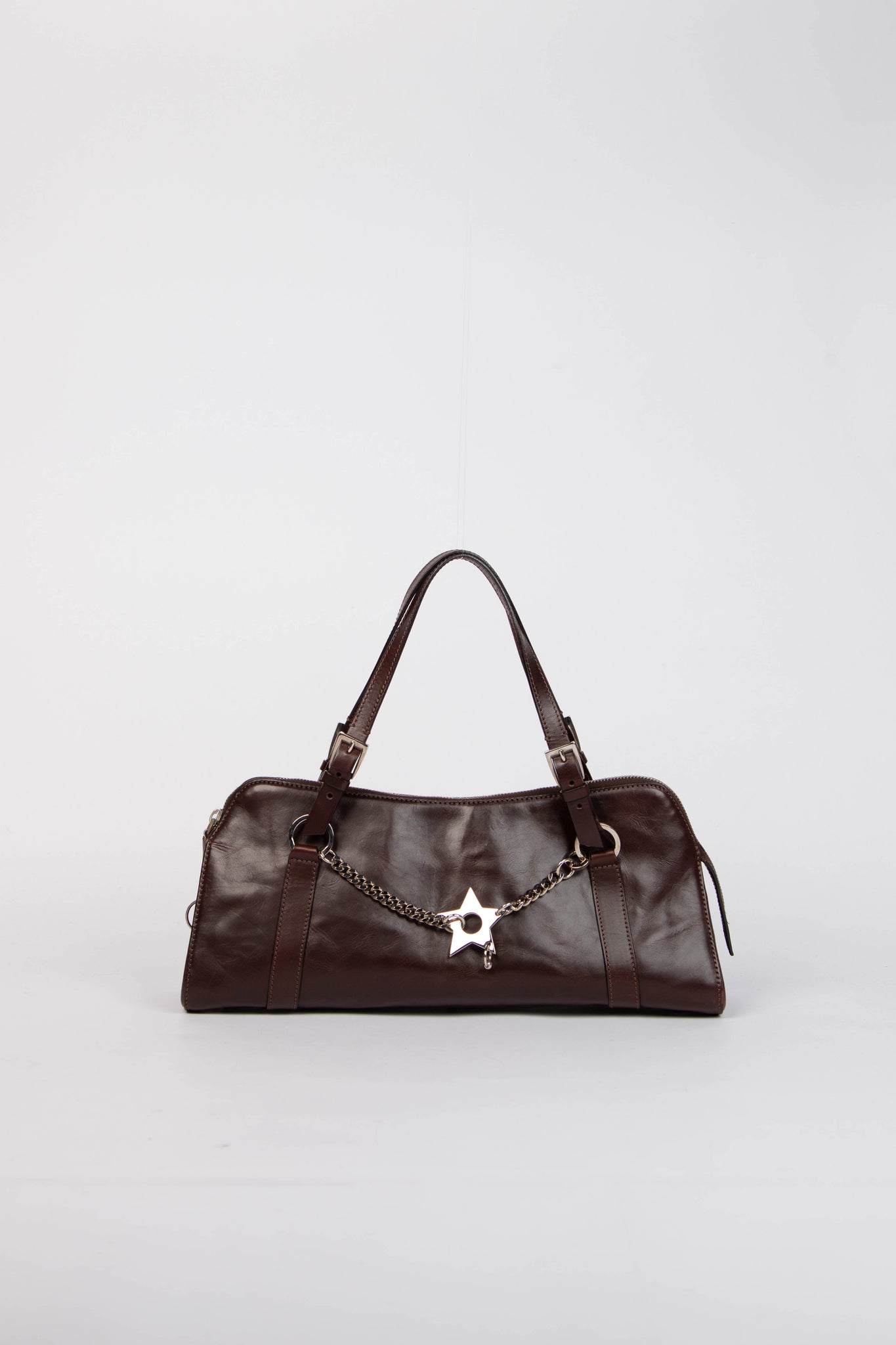 RARE Christin Dior Brown Leather Hardcore Piercing Shoulder Bag
