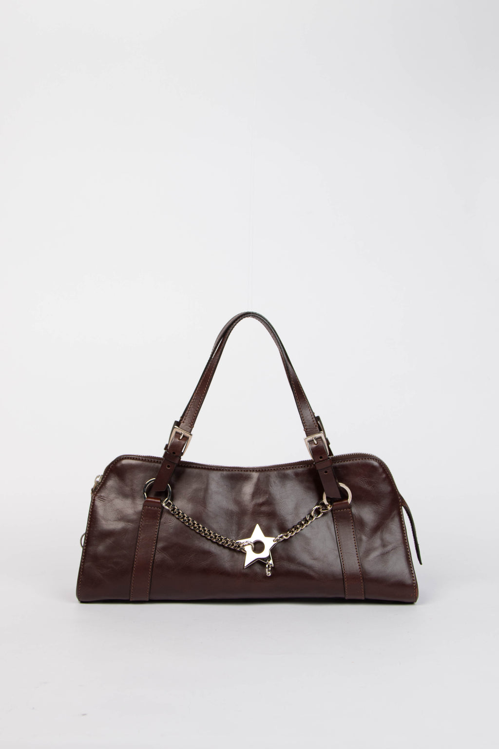 RARE Christin Dior Brown Leather Hardcore Piercing Shoulder Bag