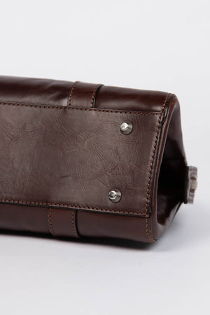 RARE Christin Dior Brown Leather Hardcore Piercing Shoulder Bag