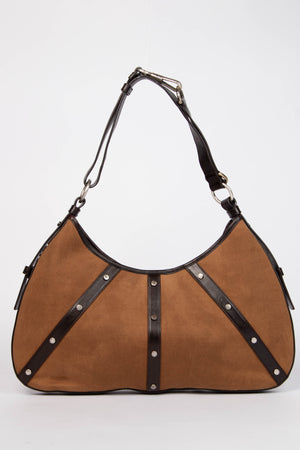Vintage Yves Saint Laurent Studded Wood Disc Shoulder Bag
