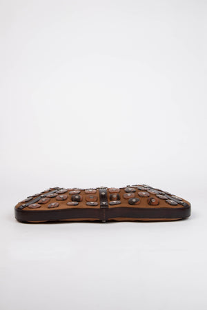 Vintage Yves Saint Laurent Studded Wood Disc Shoulder Bag