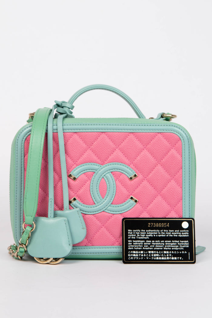2019 Chanel Tri-Colour Caviar Leather Vanity Case