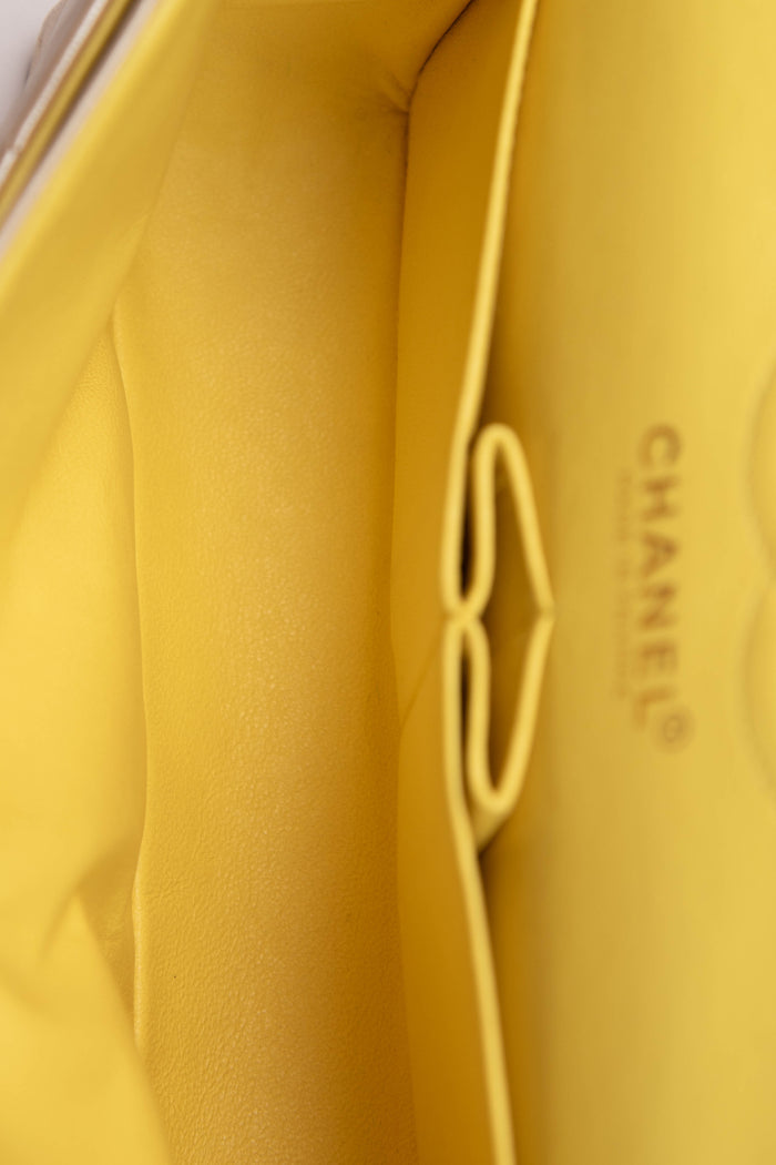 2000s Chanel Pearlescent Leather Small Double Flap Shoulder Bag