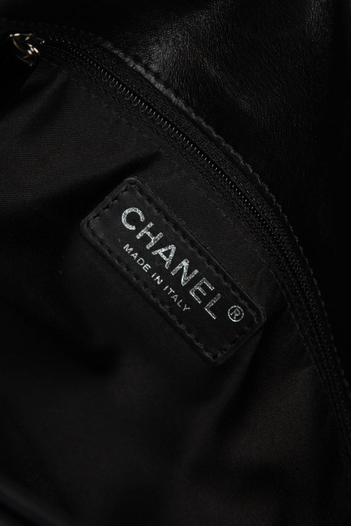 2010s Chanel Black Patent Leather Camellia Flap Bag