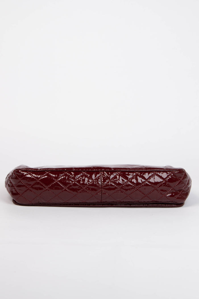 2000s Chanel Burgundy Patent Leather CC Flap Shoulder Bag