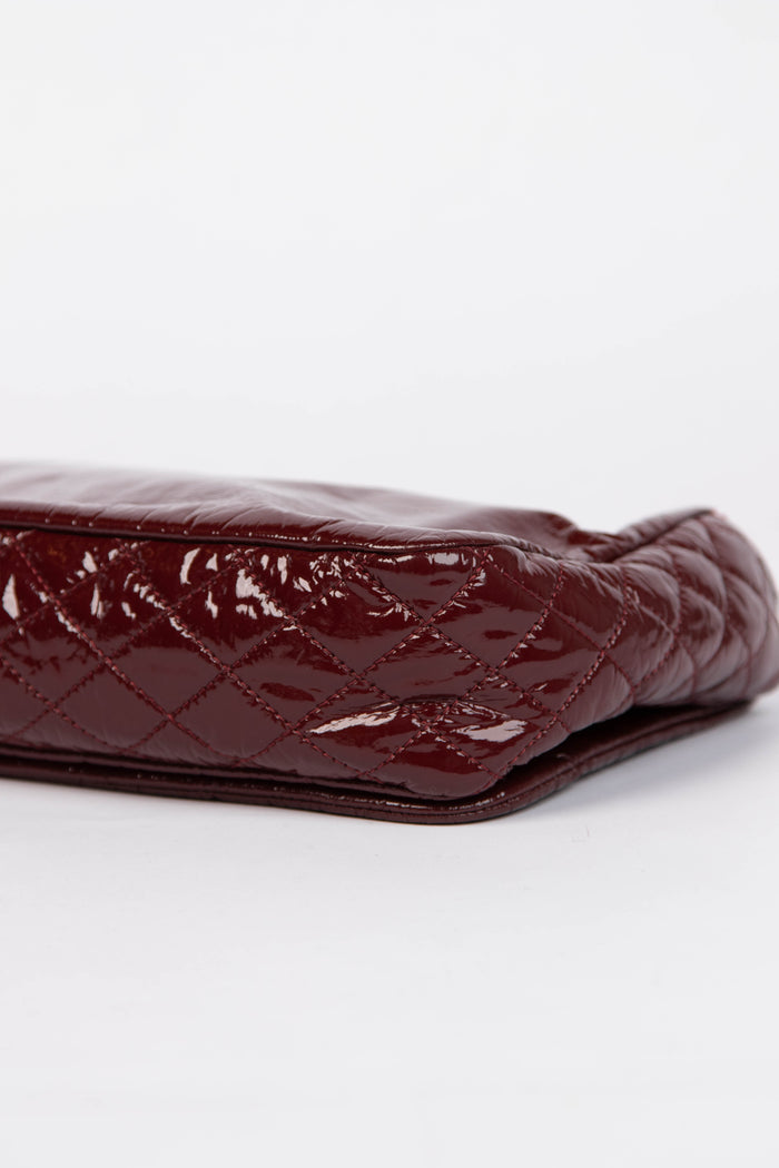 2000s Chanel Burgundy Patent Leather CC Flap Shoulder Bag