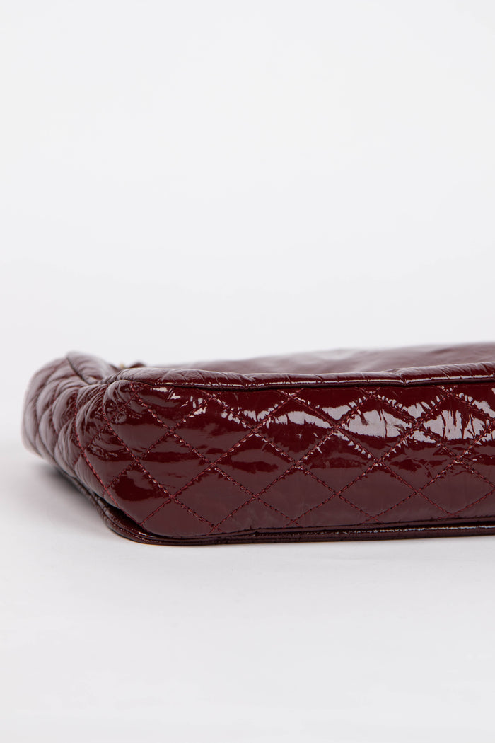 2000s Chanel Burgundy Patent Leather CC Flap Shoulder Bag