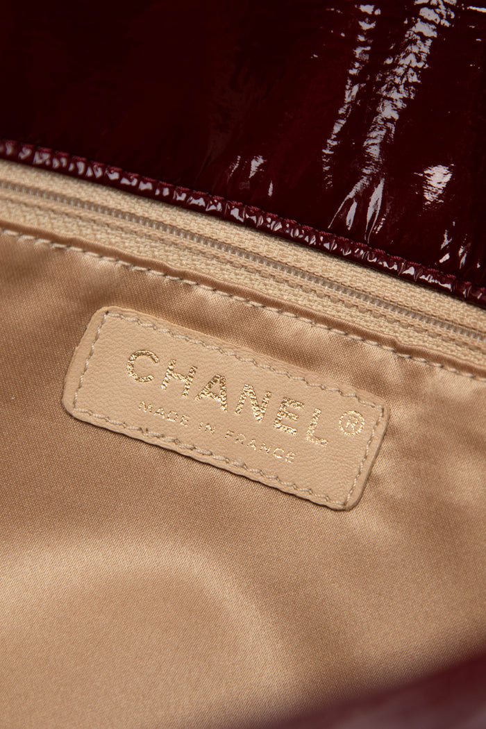 2000s Chanel Burgundy Patent Leather CC Flap Shoulder Bag