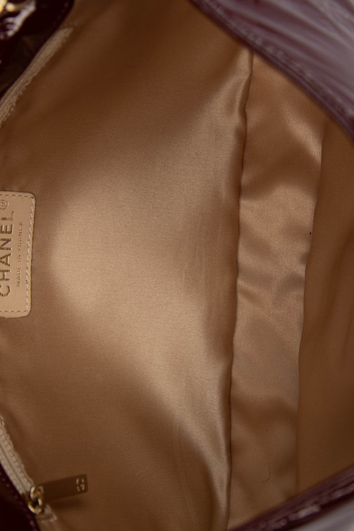 2000s Chanel Burgundy Patent Leather CC Flap Shoulder Bag