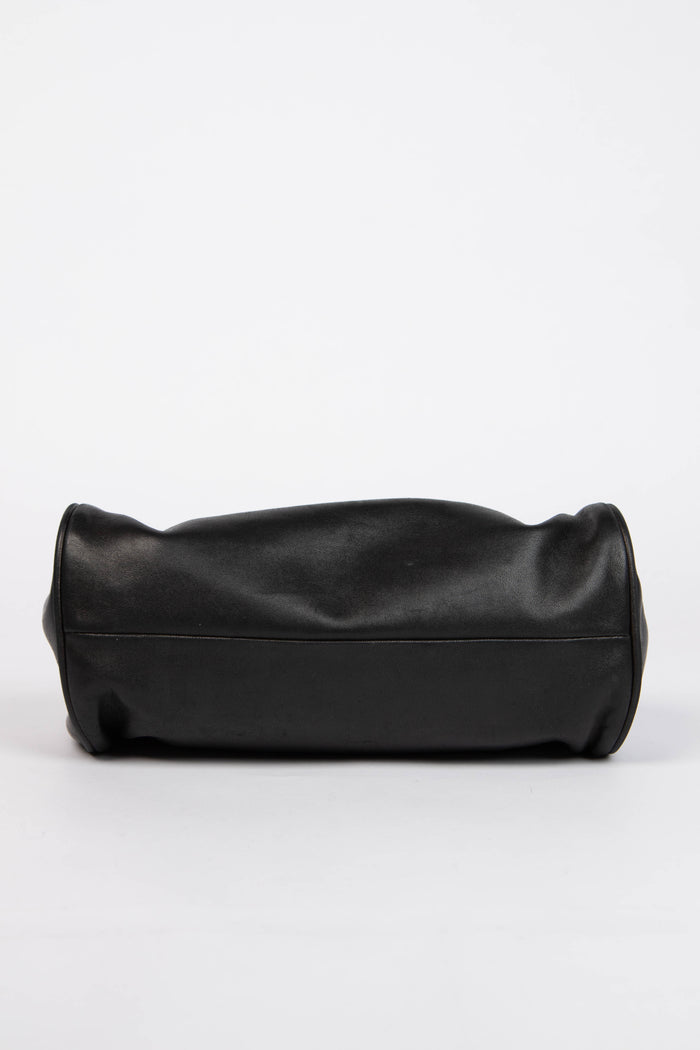 Vintage Chanel Black Lambskin Camellia Clutch Bag