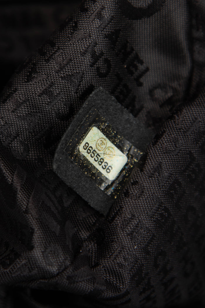 Vintage Chanel Black Lambskin Camellia Clutch Bag