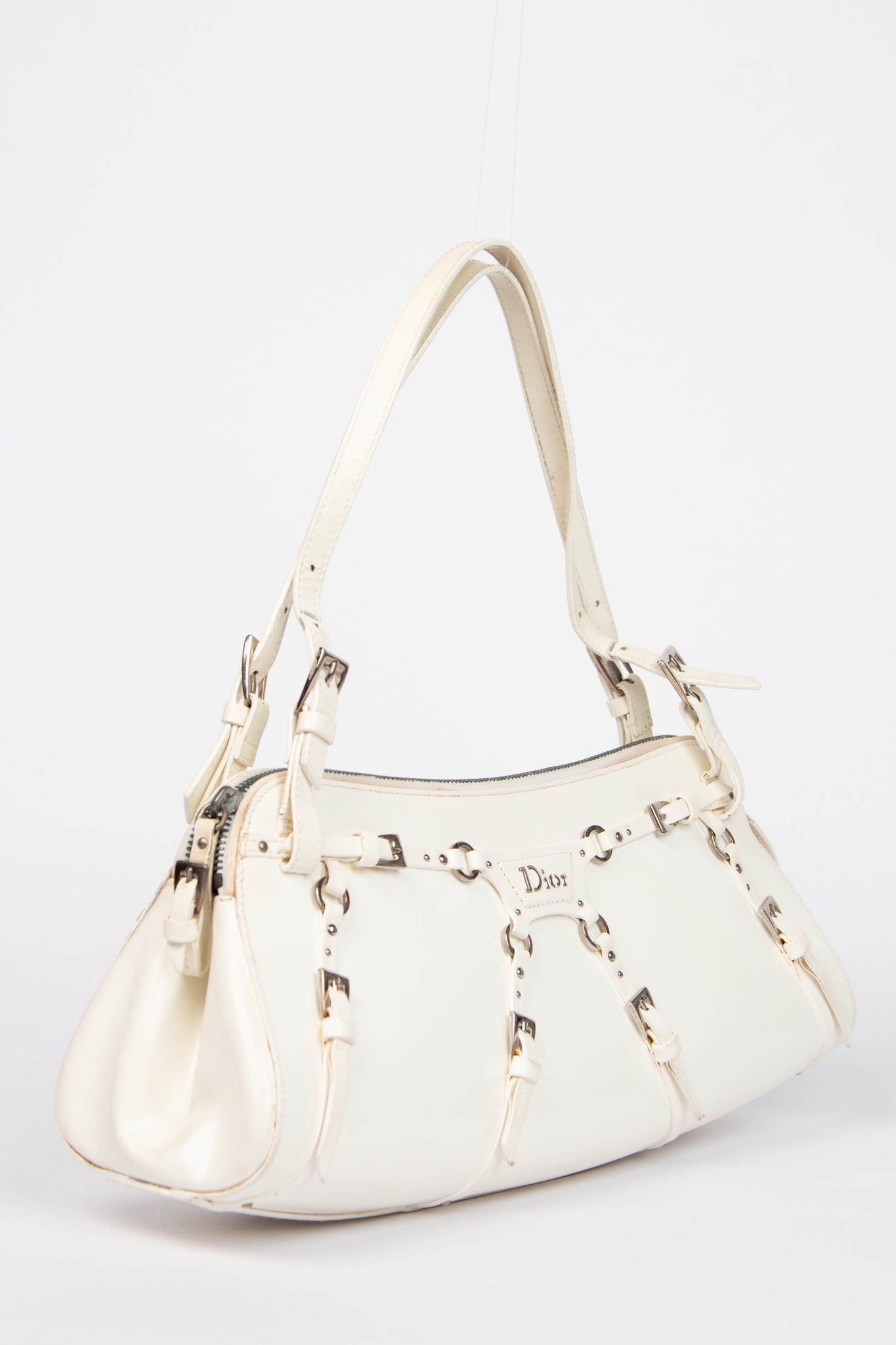 SUPER RARE Christian Dior Galliano White Bondage Shoulder Bag