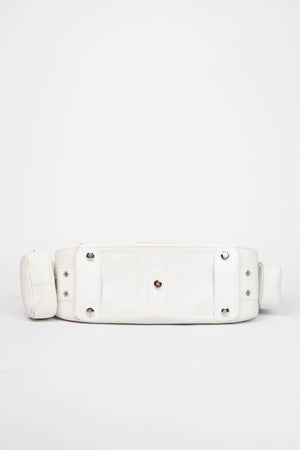 2000s Christian Dior White Leather Columbus Shoulder Bag