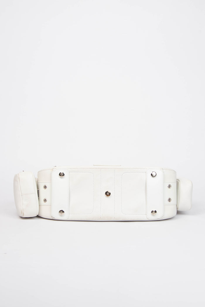 2000s Christian Dior White Leather Columbus Shoulder Bag