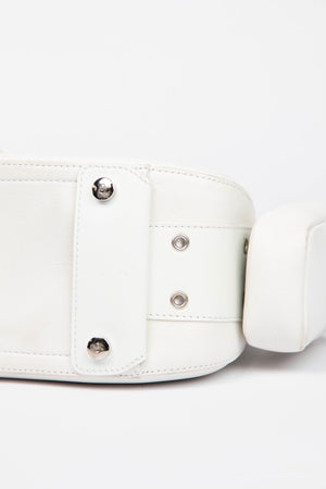 2000s Christian Dior White Leather Columbus Shoulder Bag