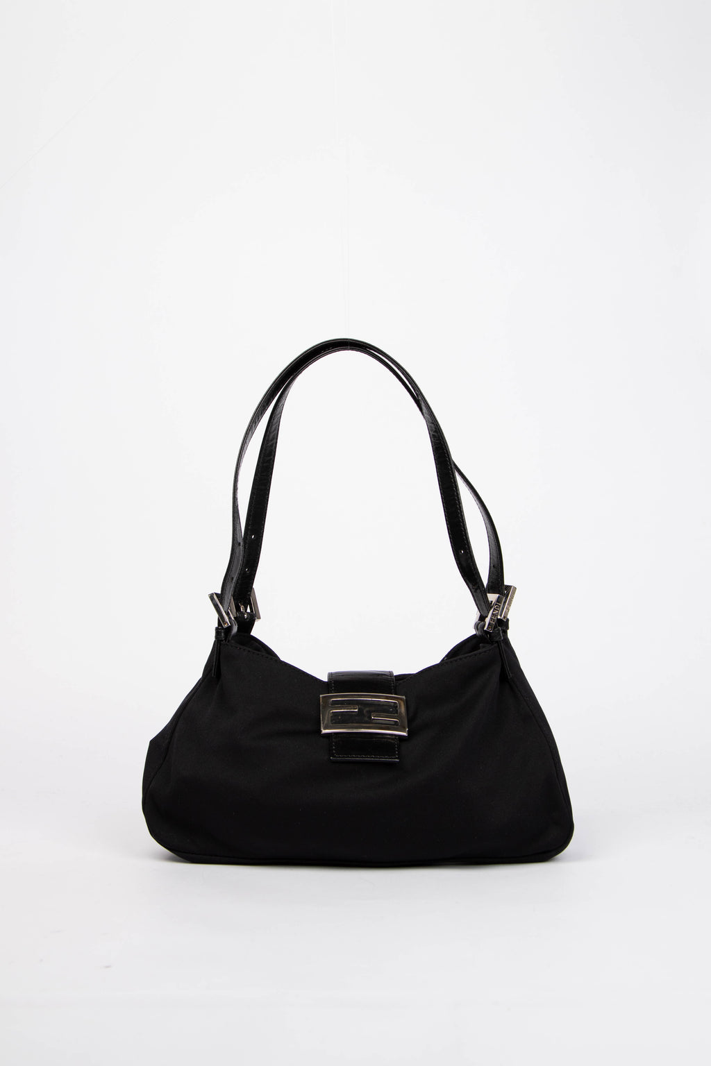 Vintage Fendi Black Neoprene Shoulder Bag