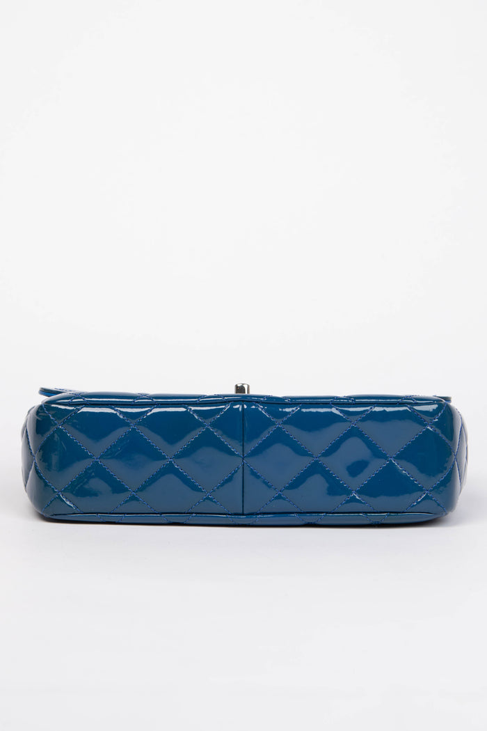 2014 Chanel Blue Patent Leather Coco Shine Flap Bag