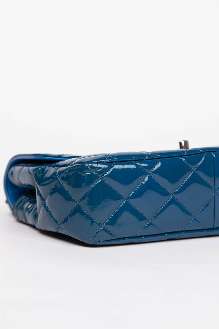 2014 Chanel Blue Patent Leather Coco Shine Flap Bag