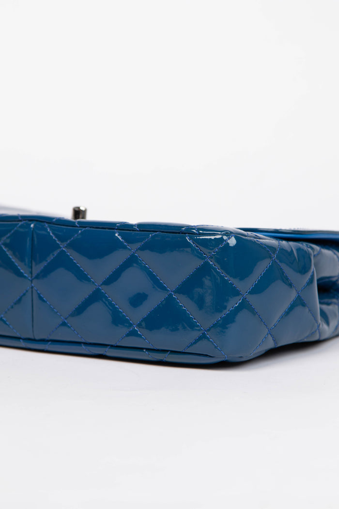 2014 Chanel Blue Patent Leather Coco Shine Flap Bag