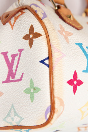 2000s Louis Vuitton x Takashi Murakami White Multicolour Nano Speedy